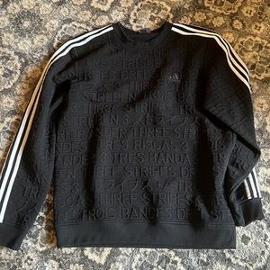 Adidas Three Stripe Life Crewneck Textured Pattern